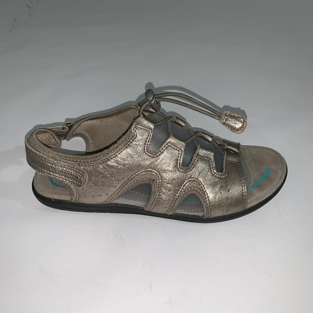 ECCO Sandals Womens Size 9 Gold Leather Gladiator Hook & Loop Comfort Shoes - Picture 2 of 11